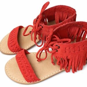 Minnetonka Orange Fringe Sandals